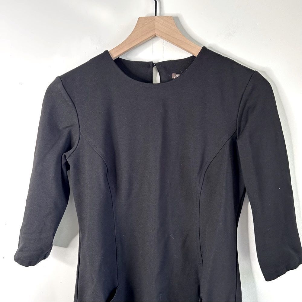 J. McLaughlin Black Sheath Dress 3/4 Sleeve Crew Neck
